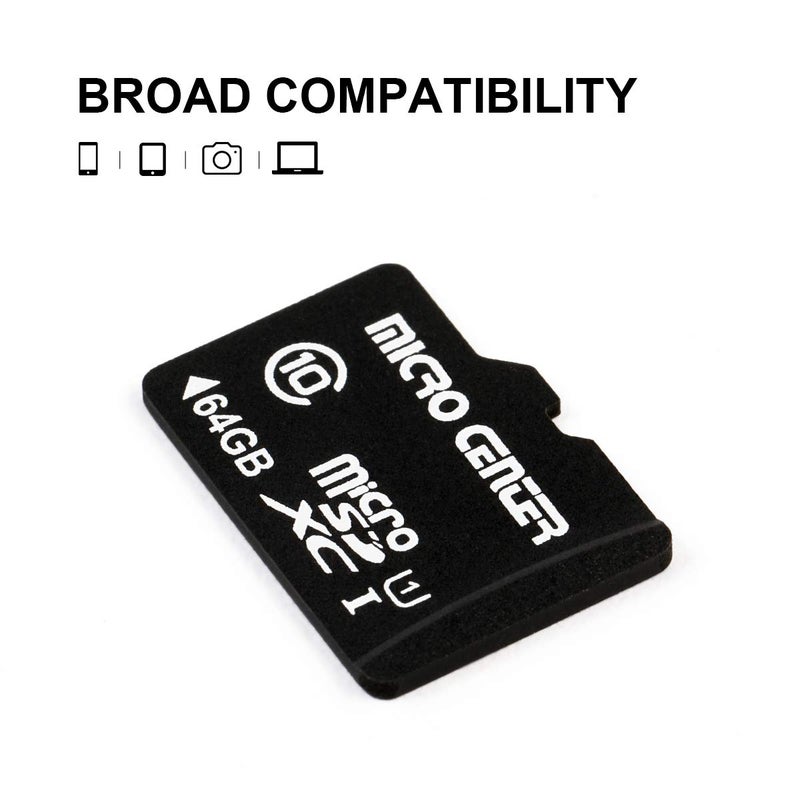Micro Center بطاقة ذاكرة فلاش Micro Center 64GB Class 10 MicroSDXC مع محول لتخزين الأجهزة المحمولة الهاتف، التابلت، الطائرة بدون طيار وتسجيل الفيديو بدقة Full HD - 80MB/s UHS-I، C10، U1 (5 عبوات) - Image 4